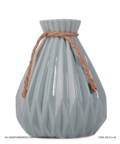 گلدان سرامیکی ریسمان دار آبی
