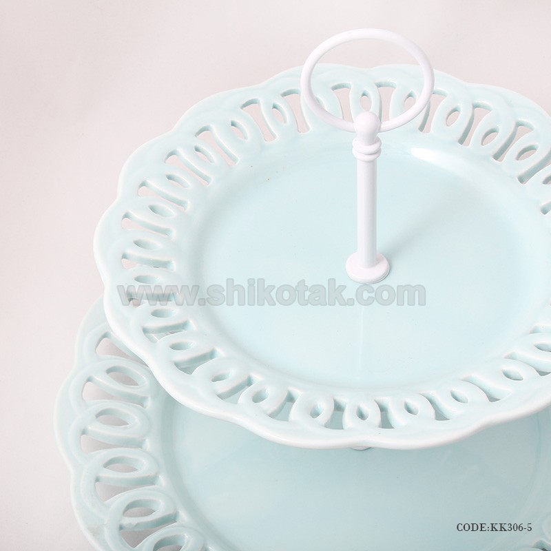 شیرینی خوری دو طبقه طرح دار انگلیش هوم آبی