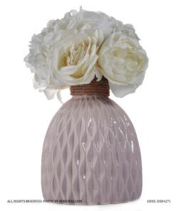 گلدان سرامیکی لبه کنفی صورتی کالباسی