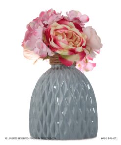 گلدان سرامیکی لبه کنفی آبی کبود