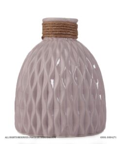 گلدان سرامیکی لبه کنفی صورتی کالباسی