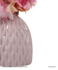 گلدان سرامیکی لبه کنفی صورتی کالباسی