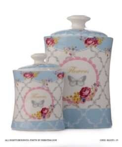 پاسماوری سرامیکی هفت تکه آبی طرح flower