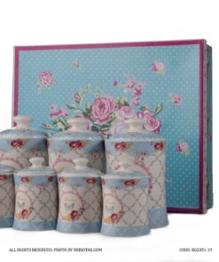 پاسماوری سرامیکی هفت تکه آبی طرح flower