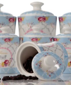 پاسماوری سرامیکی هفت تکه آبی طرح flower