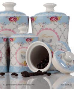 پاسماوری سرامیکی هفت تکه آبی طرح flower