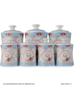 پاسماوری سرامیکی هفت تکه آبی طرح flower