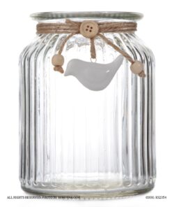 گلدان شیشه ای شیک پرنده دار مدل چکاوک