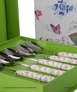 ست قاشق غذاخوری طرح گلگلی صورتی شش عددی