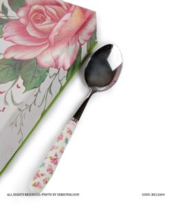 ست قاشق غذاخوری طرح گلگلی صورتی شش عددی