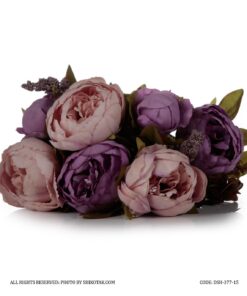 دسته گل مصنوعی رز صورتی یاسی