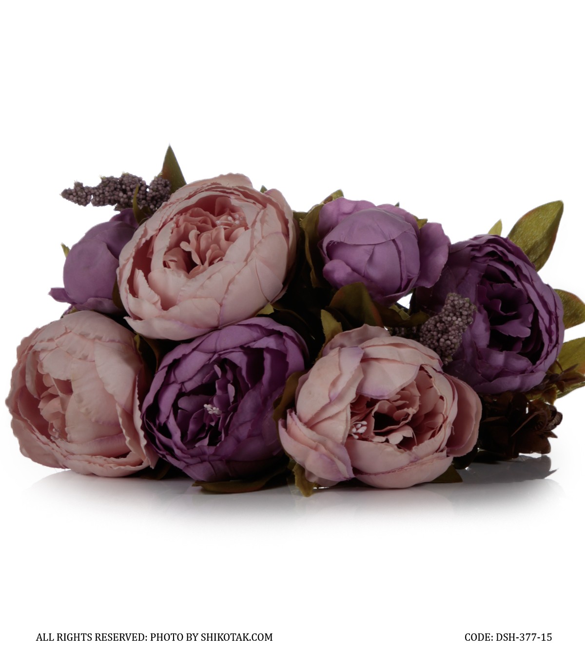 دسته گل مصنوعی رز صورتی یاسی