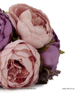 دسته گل مصنوعی رز صورتی یاسی