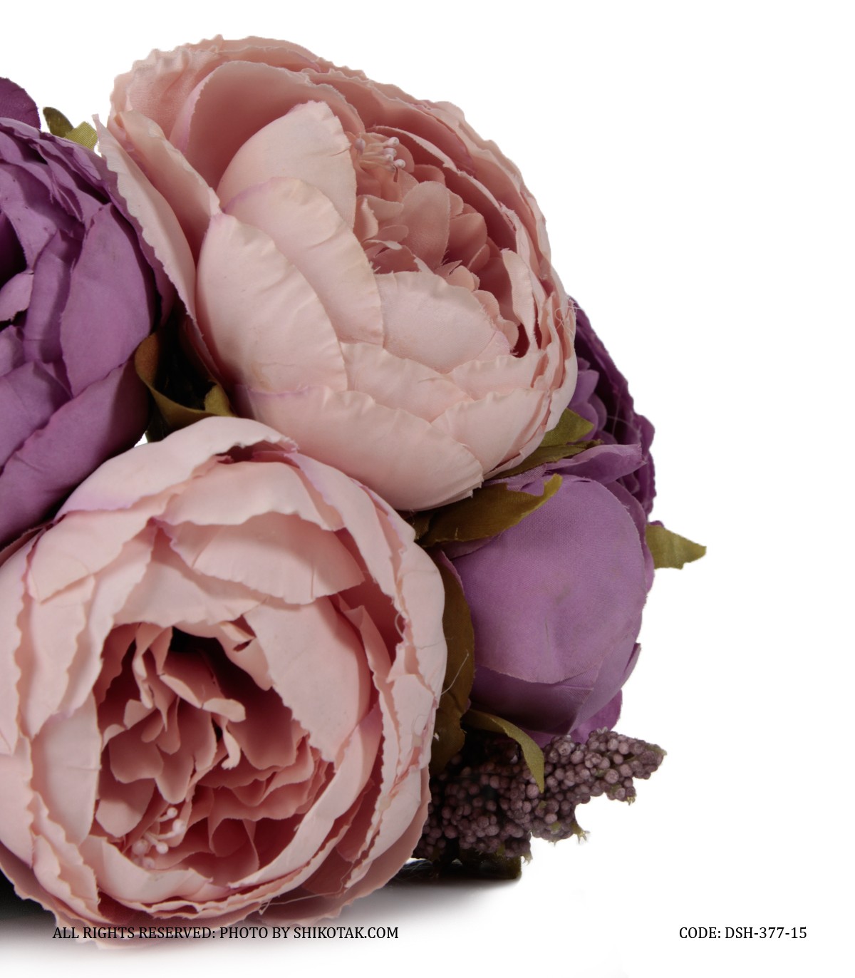 دسته گل مصنوعی رز صورتی یاسی