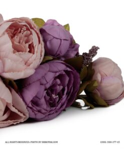 دسته گل مصنوعی رز صورتی یاسی