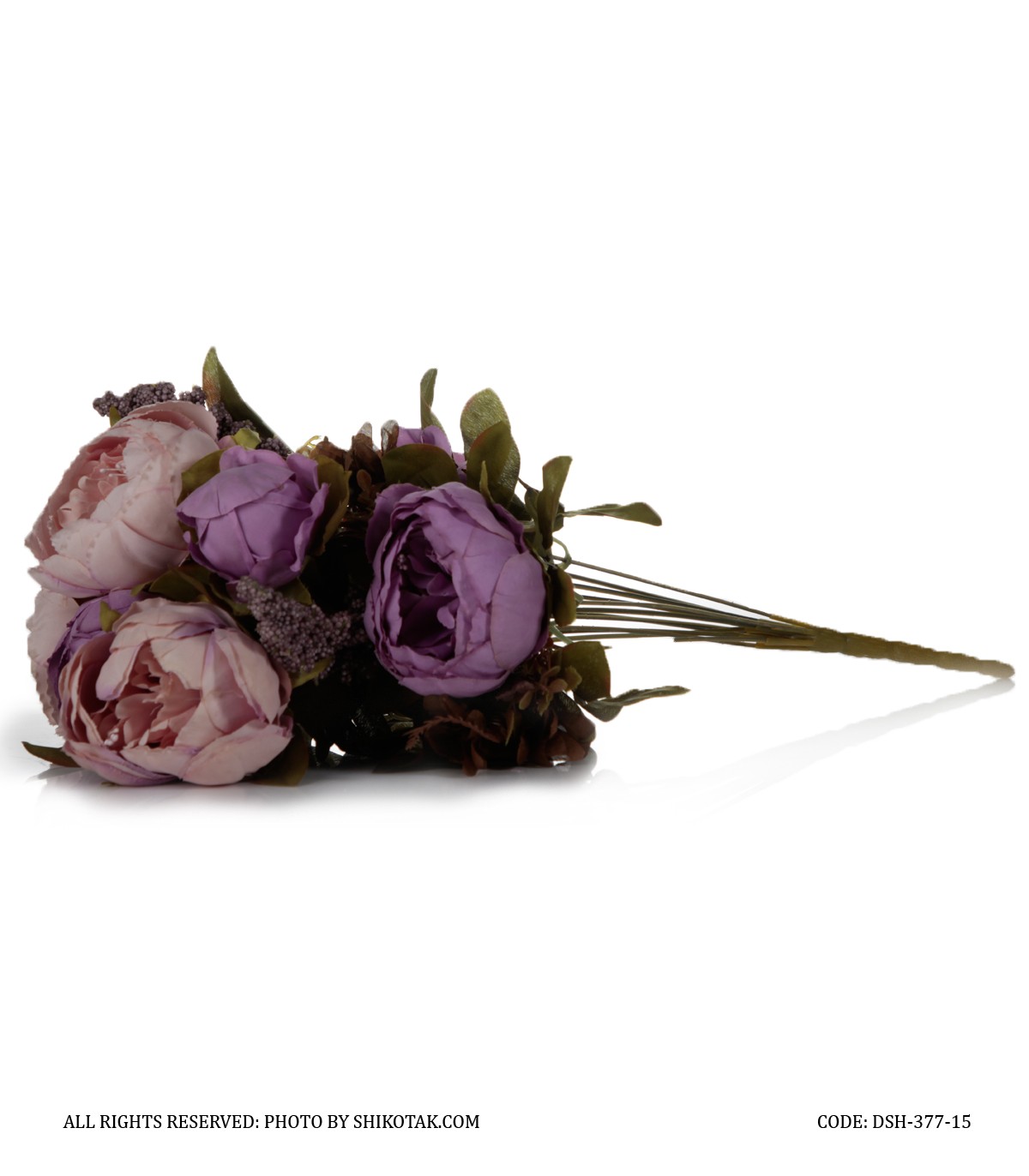 دسته گل مصنوعی رز صورتی یاسی