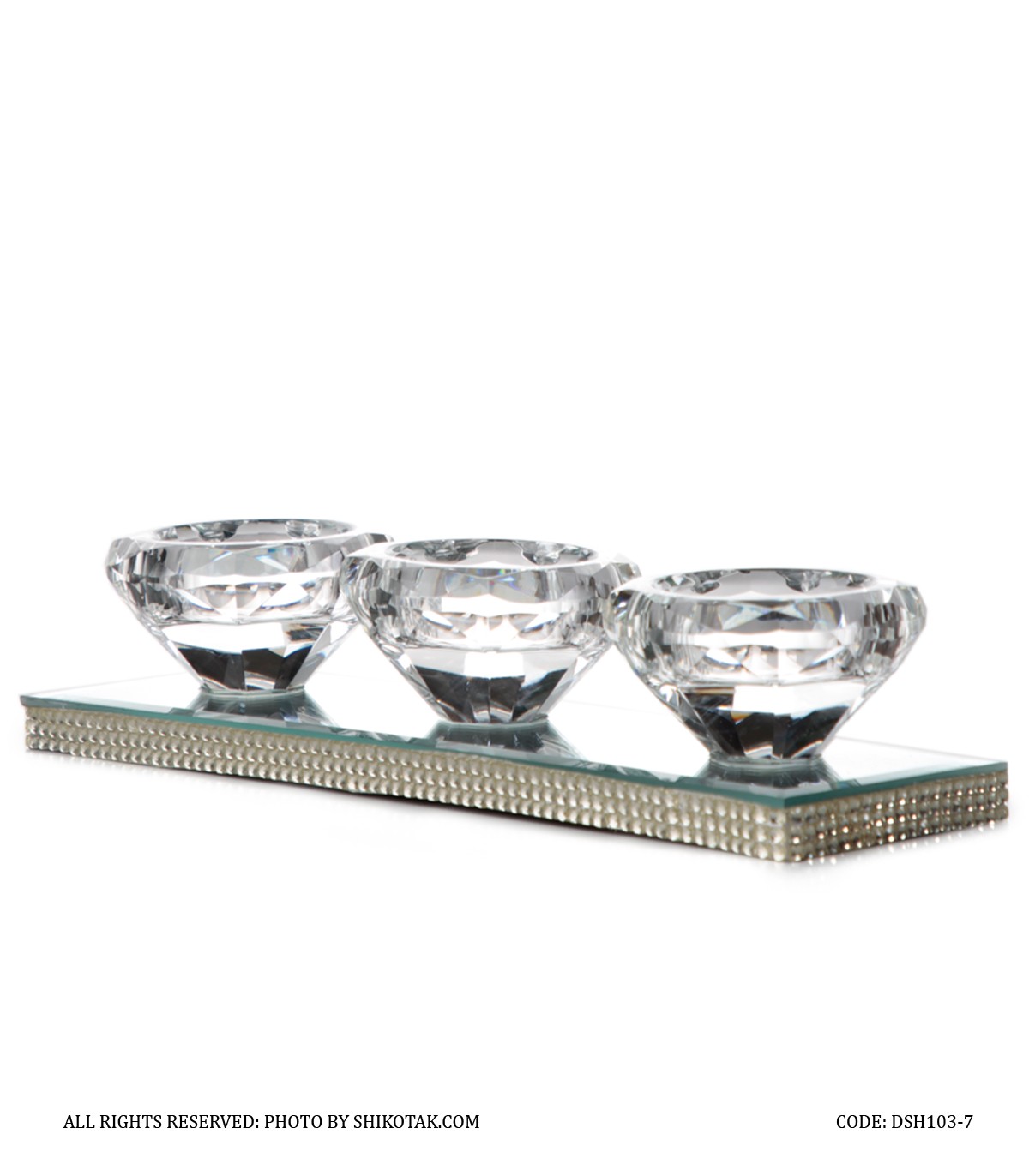 جاشمعی کریستالی تخت سه تایی مدل Sheri