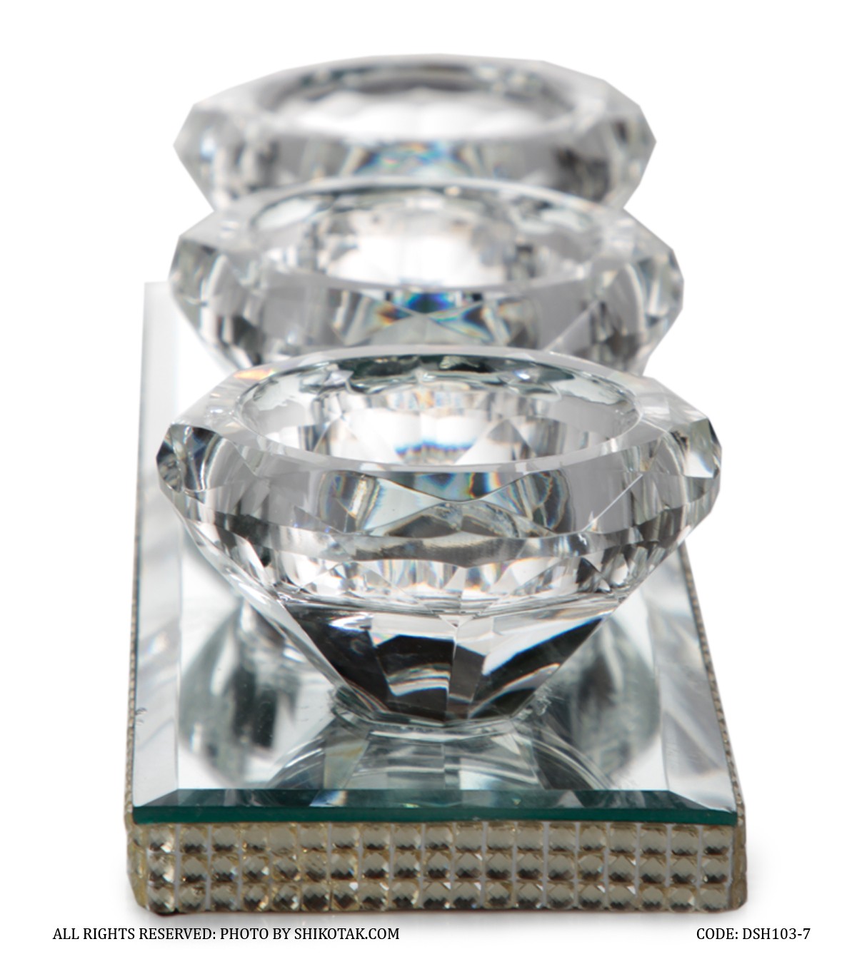 جاشمعی کریستالی تخت سه تایی مدل Sheri