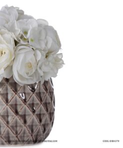 گلدان سرامیکی گرد بژ