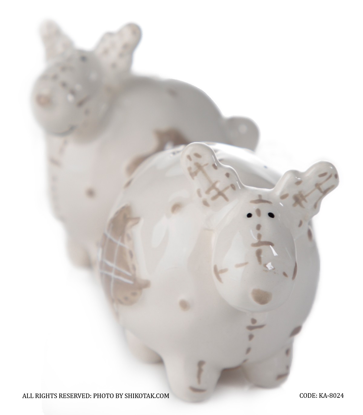 ست دو عددی نمکدان سرامیکی طرح گوزن