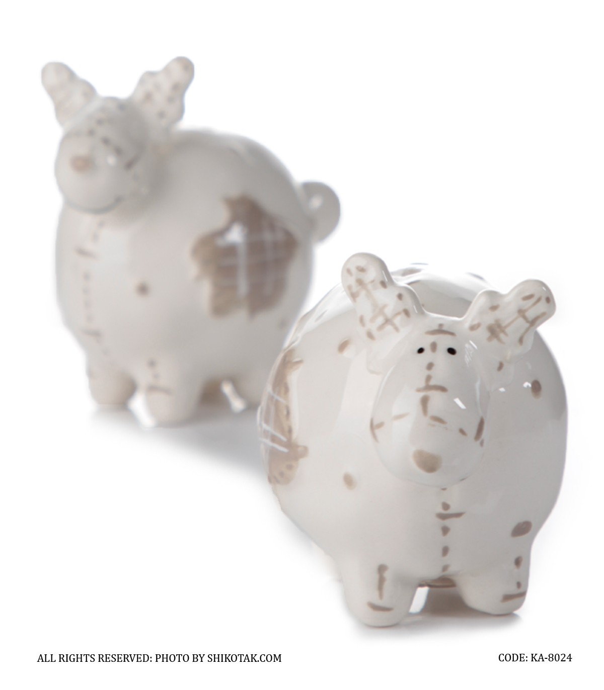 ست دو عددی نمکدان سرامیکی طرح گوزن