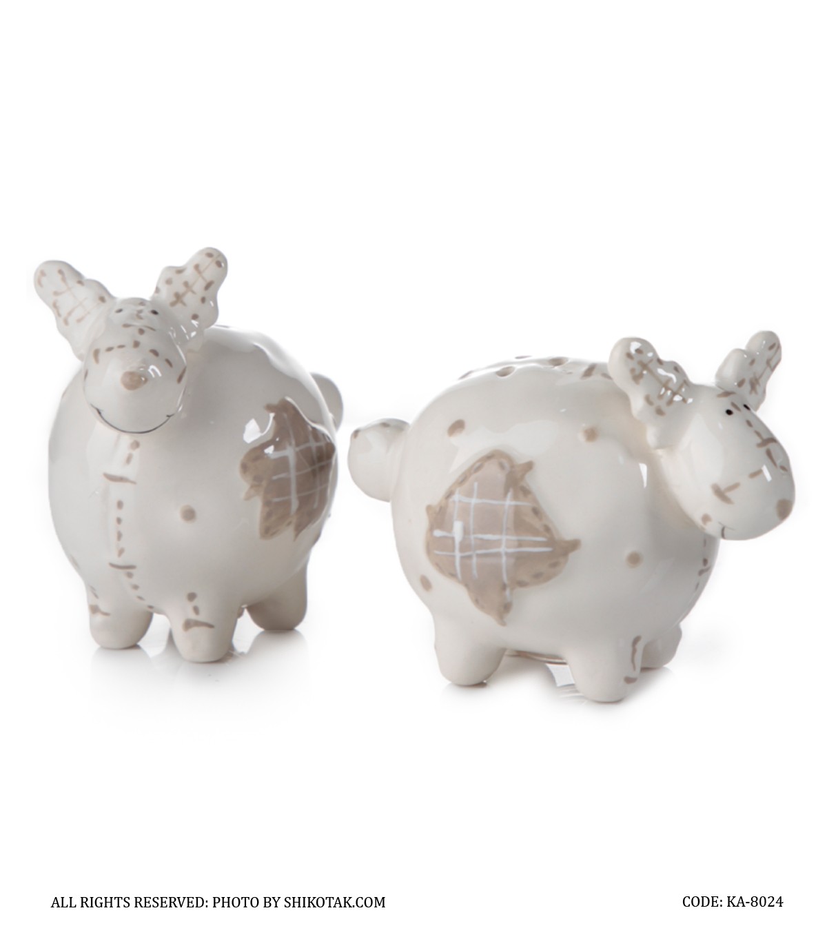 ست دو عددی نمکدان سرامیکی طرح گوزن