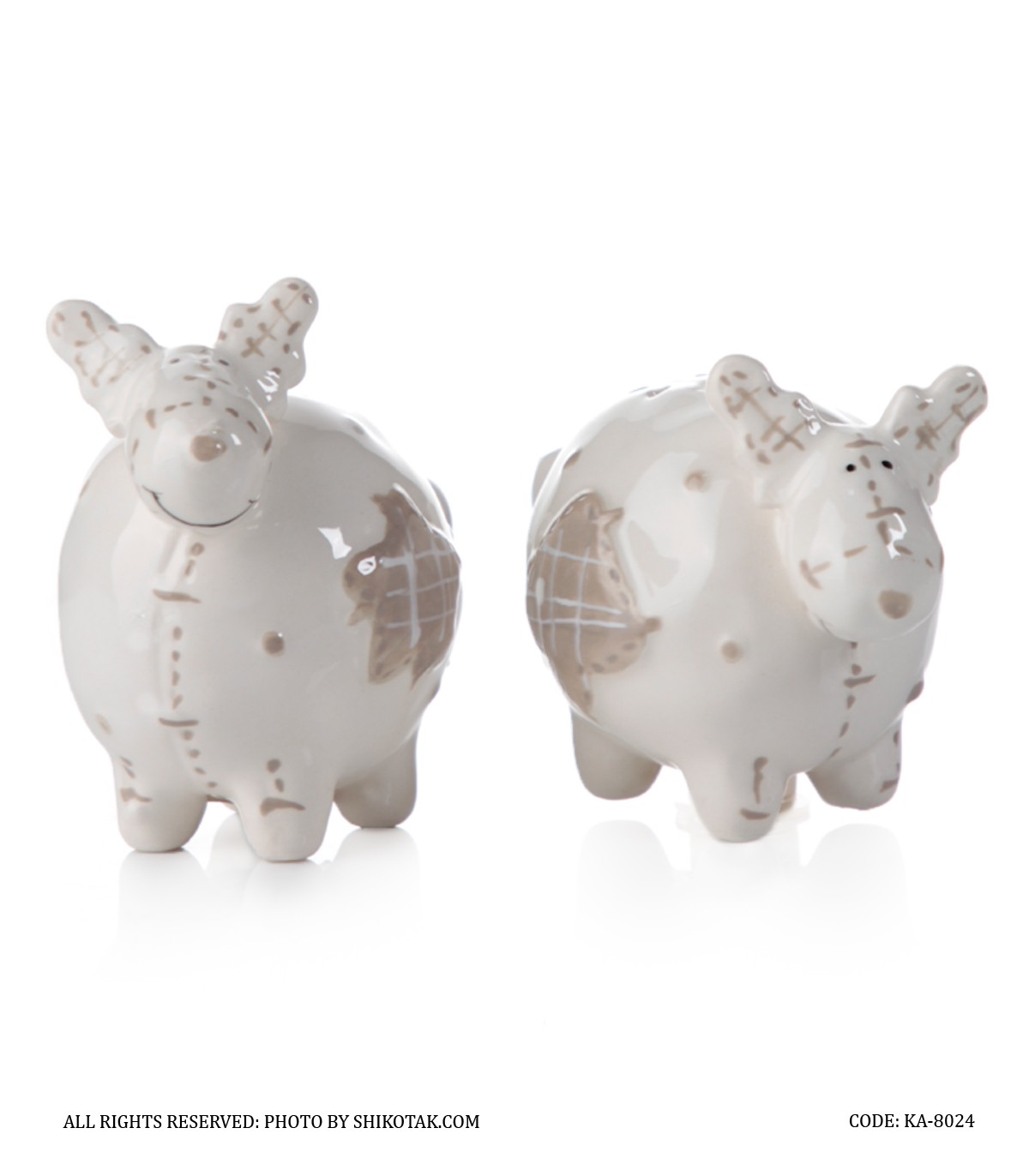 ست دو عددی نمکدان سرامیکی طرح گوزن