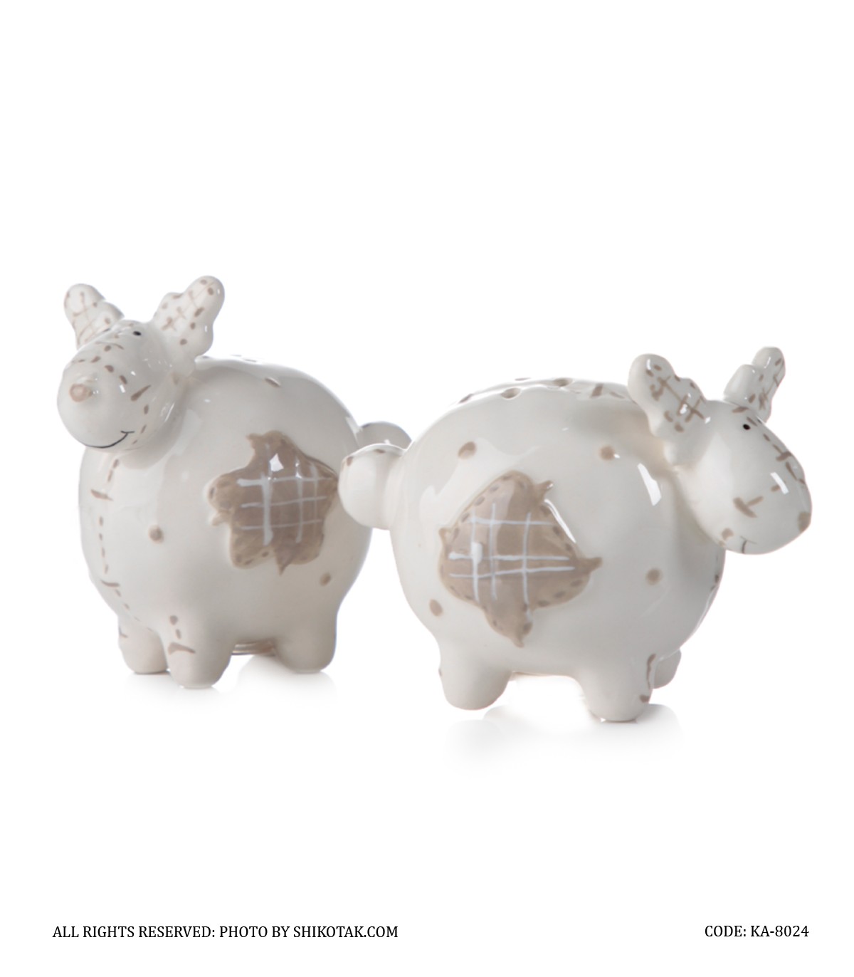 ست دو عددی نمکدان سرامیکی طرح گوزن