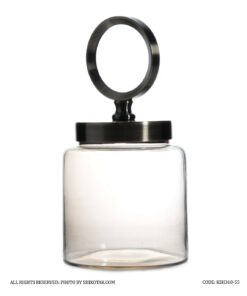 بانکه شیشه ای با درب فلزی دایره ای