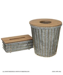 سطل و دستمال فلزی گرد طوسی طلایی مدل مانیا