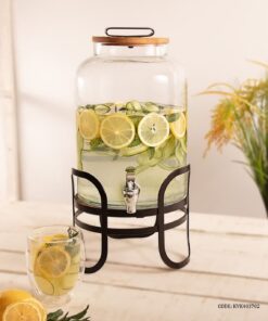 کلمن شیشه ای 7  لیتری استند فلزی مدل دریا