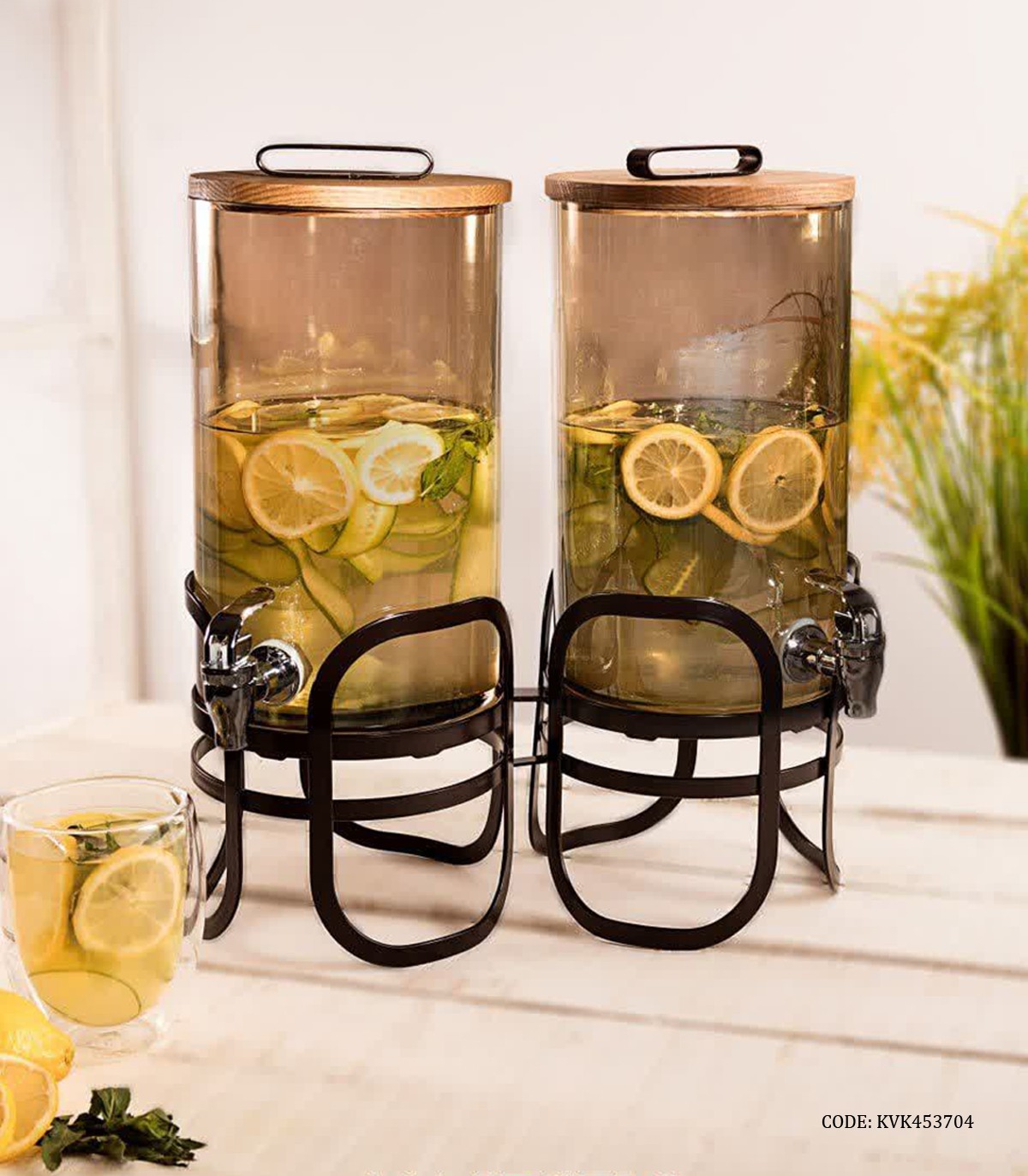 کلمن دوقلو شیشه شامپاینی 8 لیتری پایه دار مدل نشاط