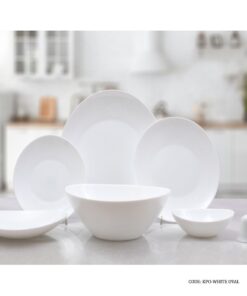 سرویس غذاخوری آرکوپال سفید بیضی ساده 28 پارچه