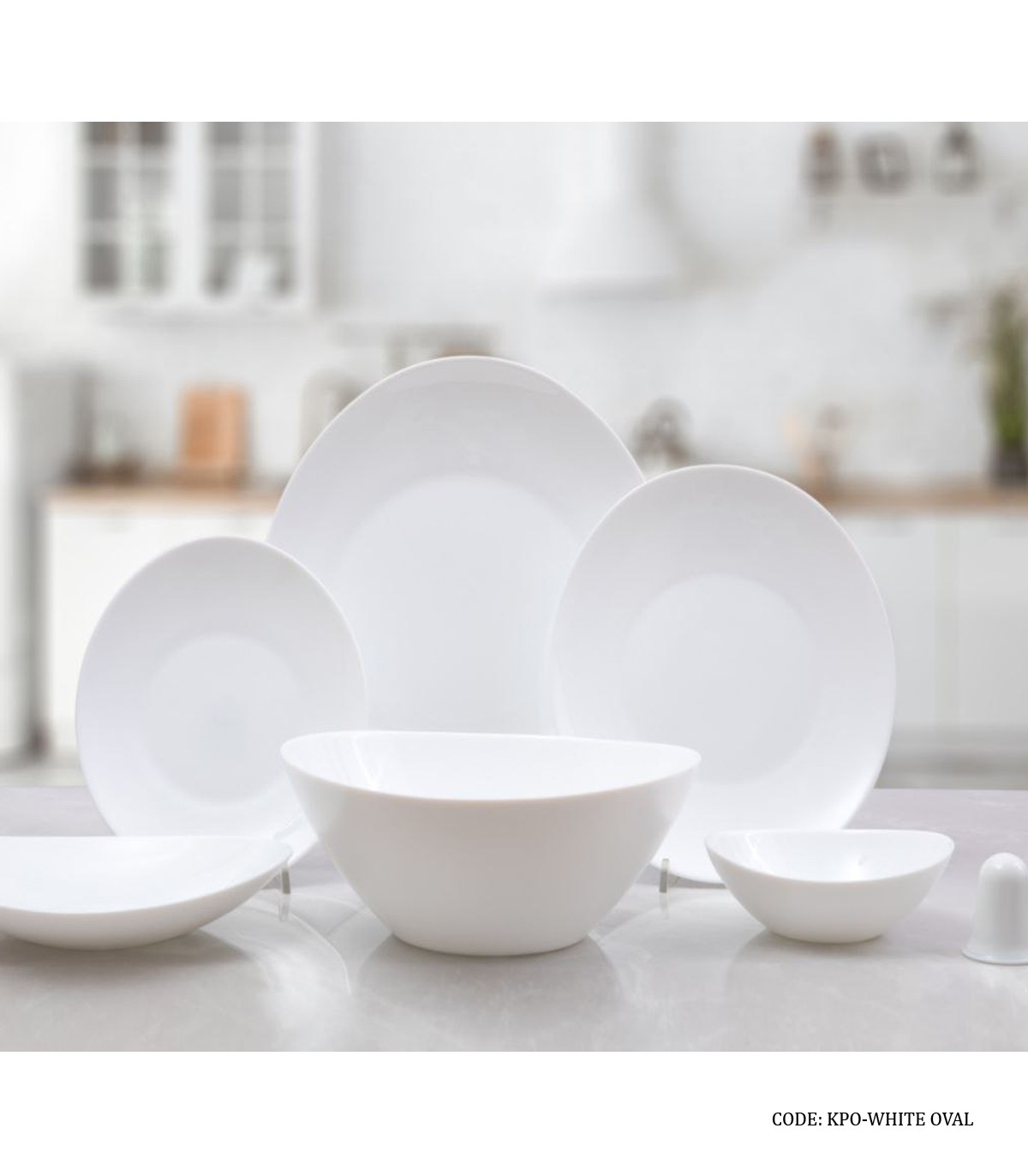 سرویس غذاخوری آرکوپال سفید بیضی ساده 28 پارچه