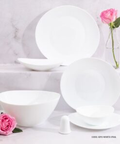 سرویس غذاخوری آرکوپال سفید بیضی ساده 28 پارچه