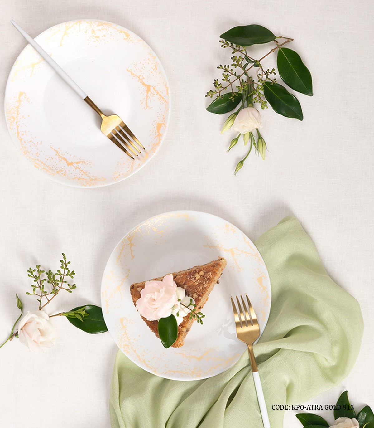 سرویس آرکوپال گرد 28 پارچه 6 نفره طرح آترا طلایی