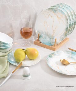 سرویس پذیرایی آرکوپال گرد 6 نفره 28 پارچه طرح اسکای سبز