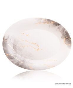 سرویس پذیرایی آرکوپال گرد 6 نفره 28 پارچه طرح اسکای طوسی