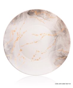 سرویس پذیرایی آرکوپال گرد 6 نفره 28 پارچه طرح اسکای طوسی