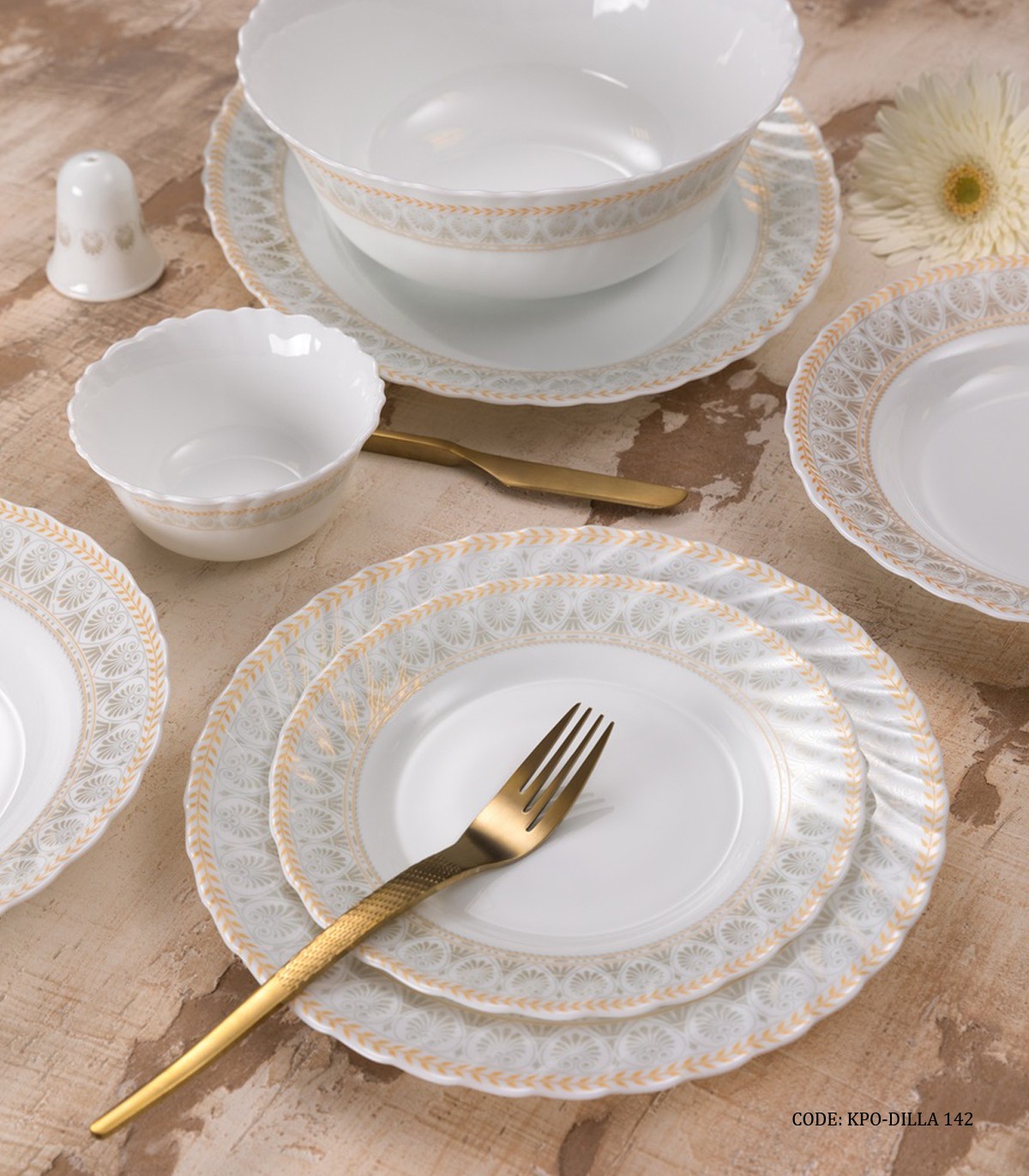 سرویس پذیرایی آرکوپال گرد 28 پارچه 6 نفره طرح دیلا