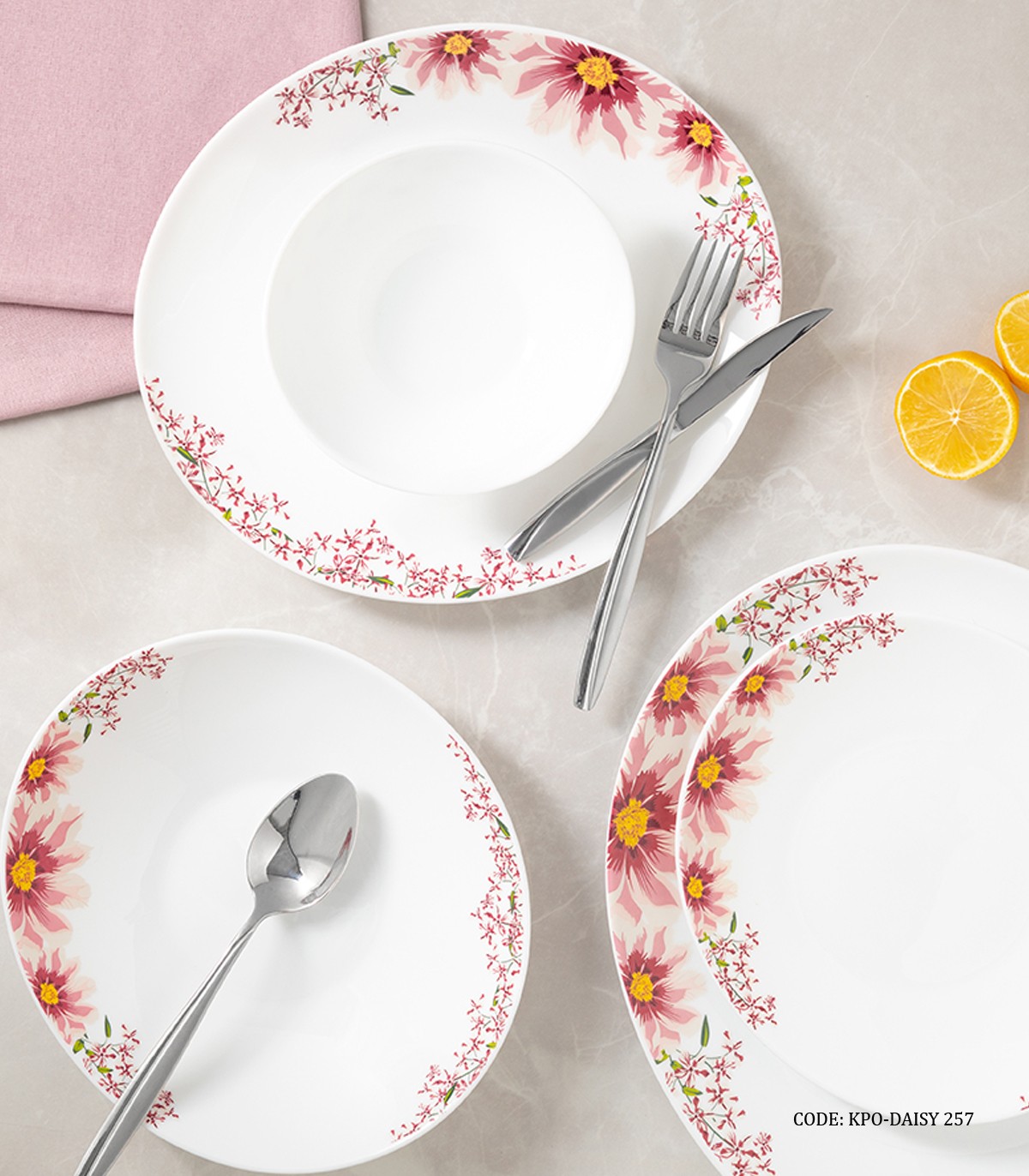 سرویس غذاخوری آرکوپال بیضی 28 پارچه 6 نفره طرح دیزی