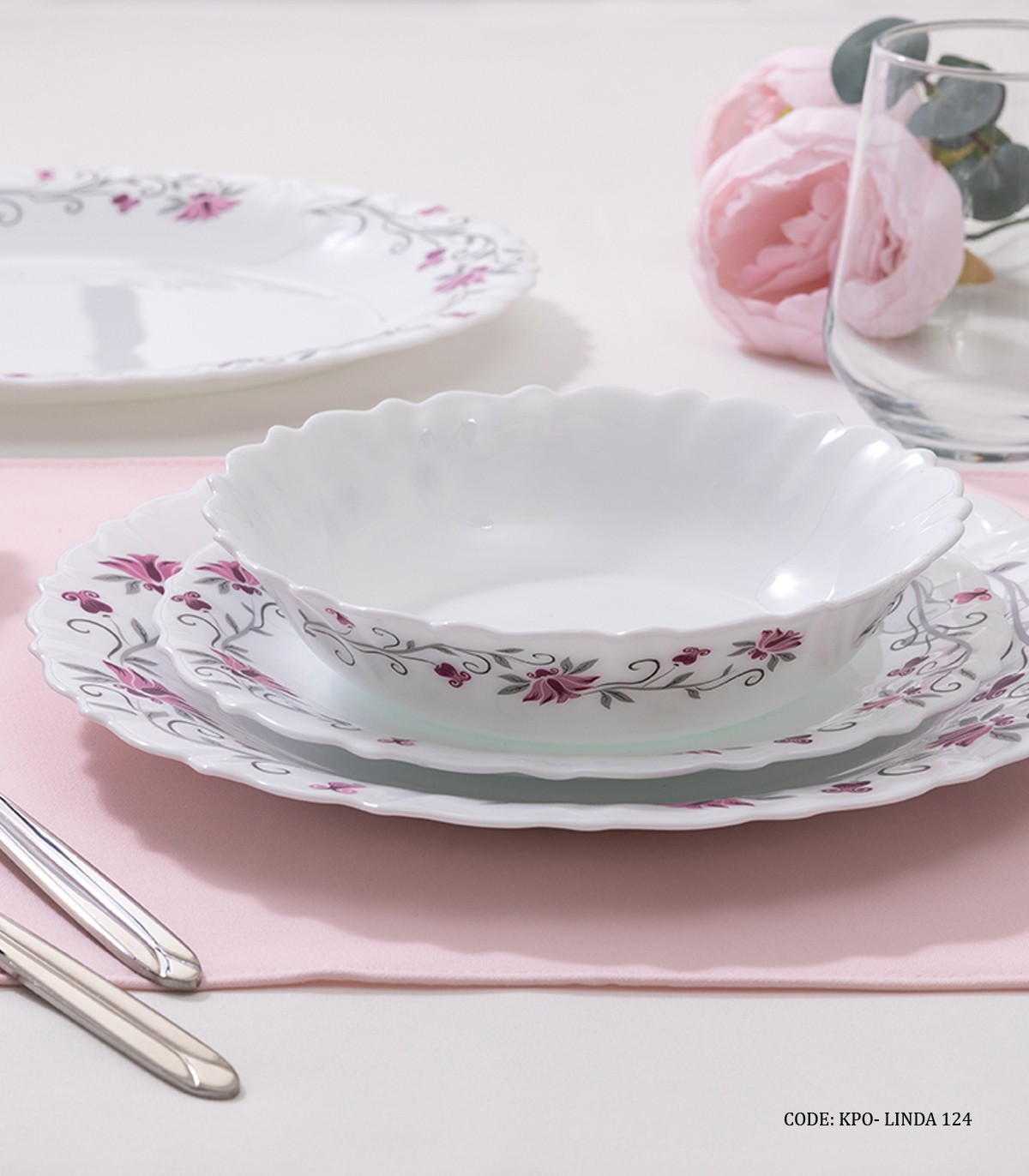 سرویس غذاخوری آرکوپال گرد 28 پارچه 6 نفره طرح لیندا