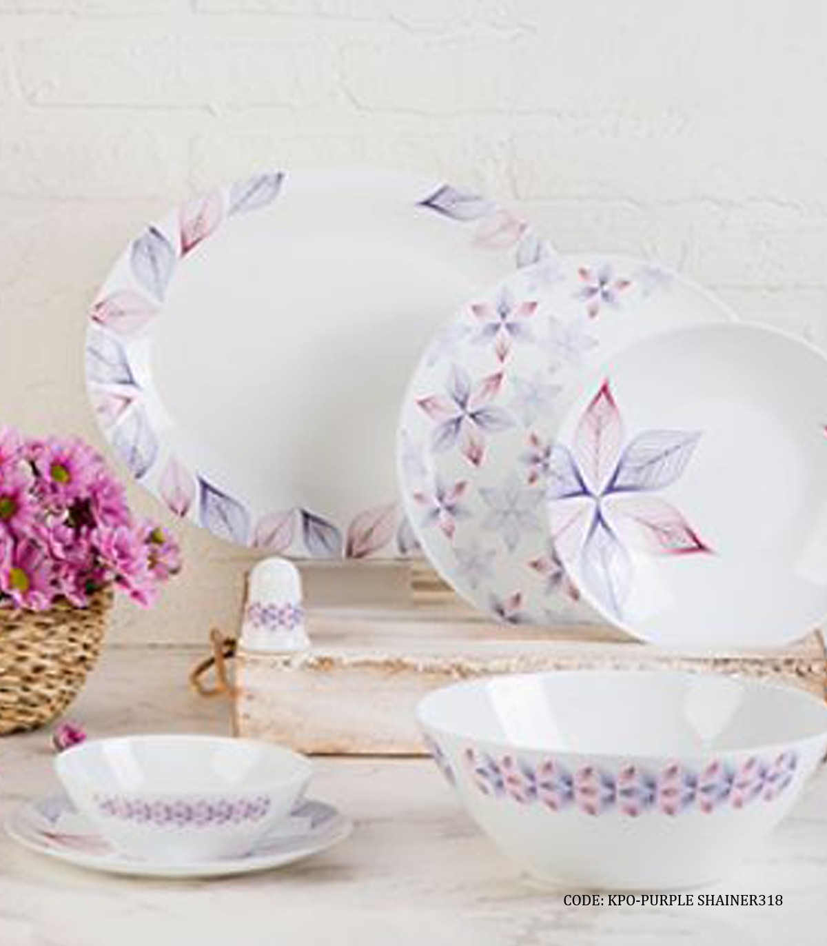 سرویس غذاخوری آرکوپال گرد 28 پارچه طرح شایلنر بنفش
