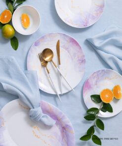 سرویس آرکوپال گرد 6 نفره 28 پارچه طرح اسکای صورتی