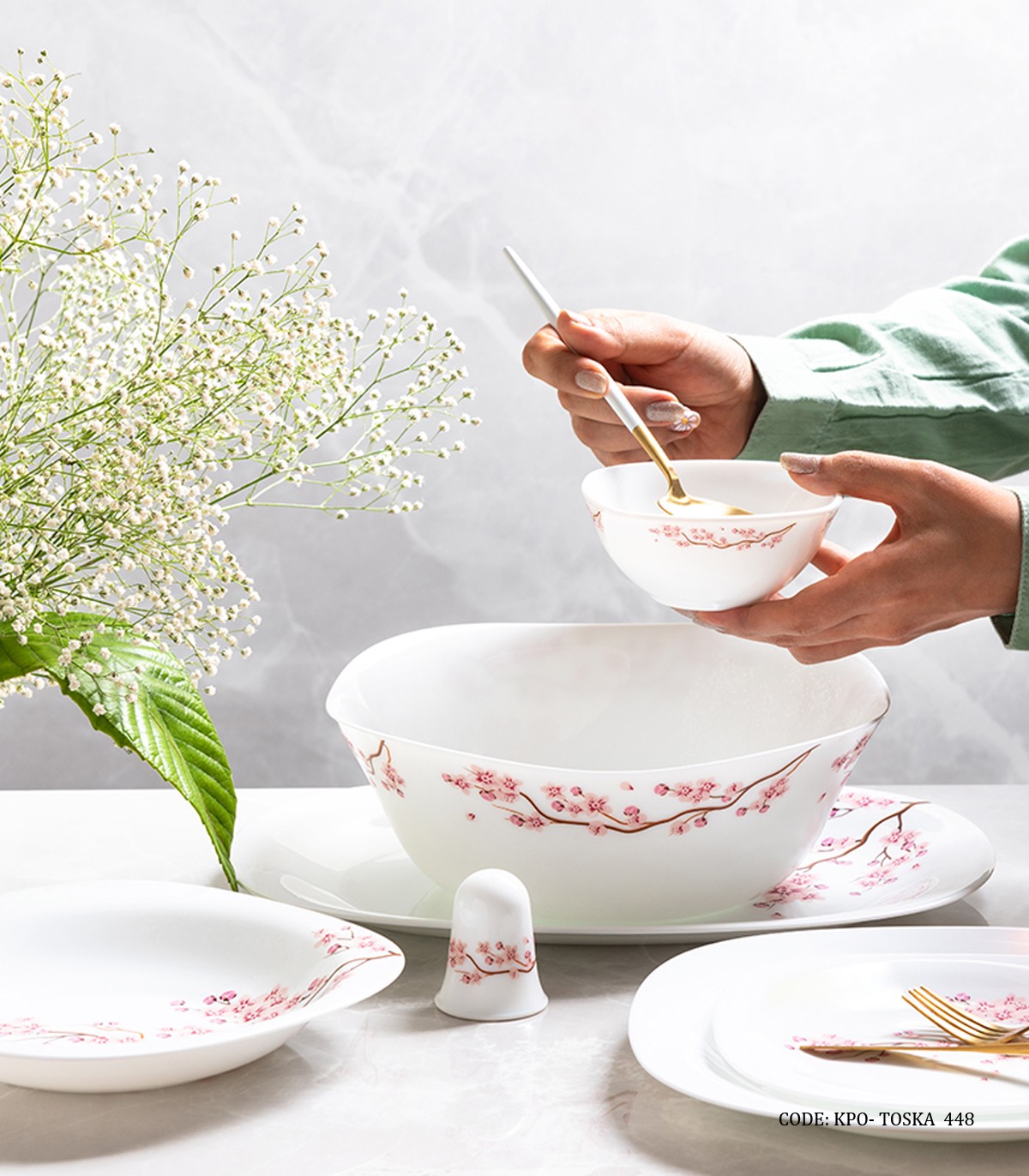 سرویس آرکوپال مربع 26 پارچه 6 نفره طرح توسکا