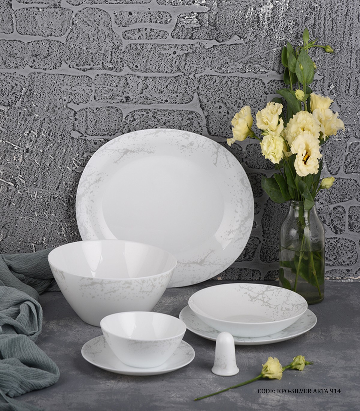 سرویس آرکوپال مربعی 28 پارچه طرح آترا نقره ای