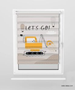 پرده زبرا اتاق  پسرانه طرح جرثقیل مدل Let's Go