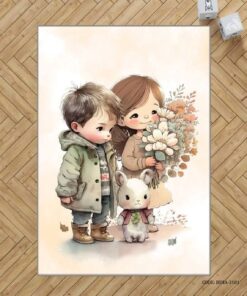 فرش اتاق کودک طرح دختر و پسر مدل Lovely Kids