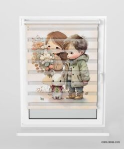 پرده زبرا اتاق کودک طرح دختر و پسر مدل Lovely Kids