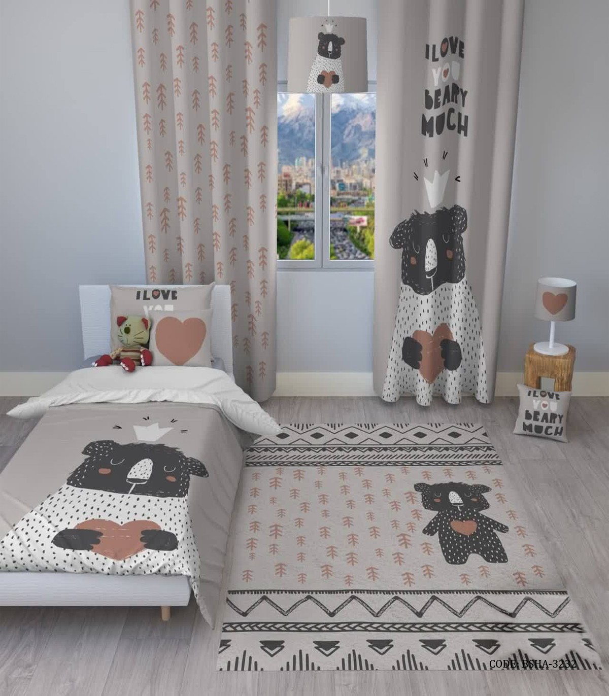 روتختی کودک دخترانه و پسرانه طرح خرس مدل I Love you Beary Much